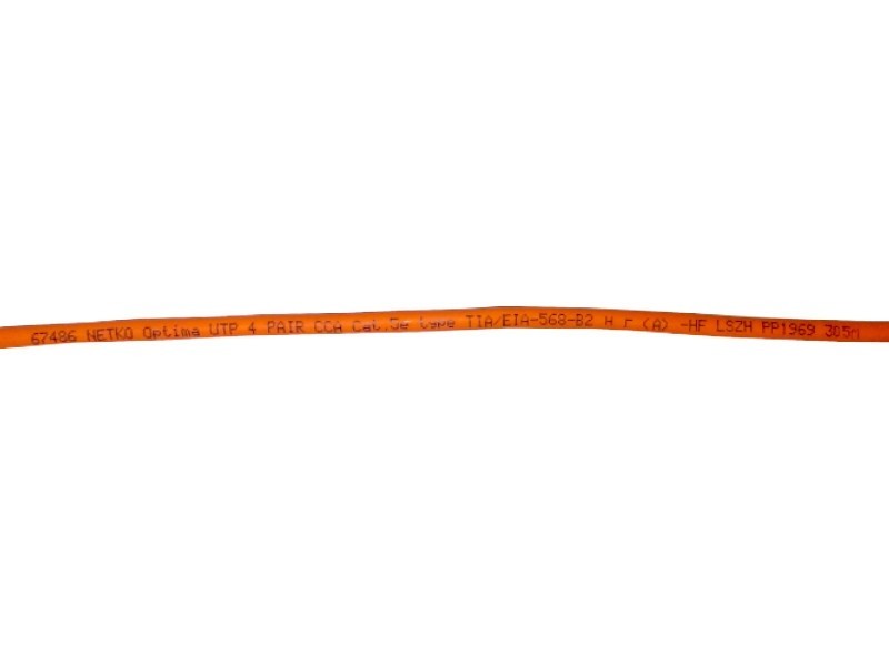 Кабель UTP4 cat.5e, одножильный, CCA, Проходит Fluke тест, нг(А)-HF LSZH - малодымный, не содержащий галогенов, оранжевый, NETKO Optima Gold 305м