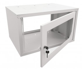 Шкаф настенный 9U серия NOP2 (600х450x490), передняя дверь стекло, разборный, серый Netko