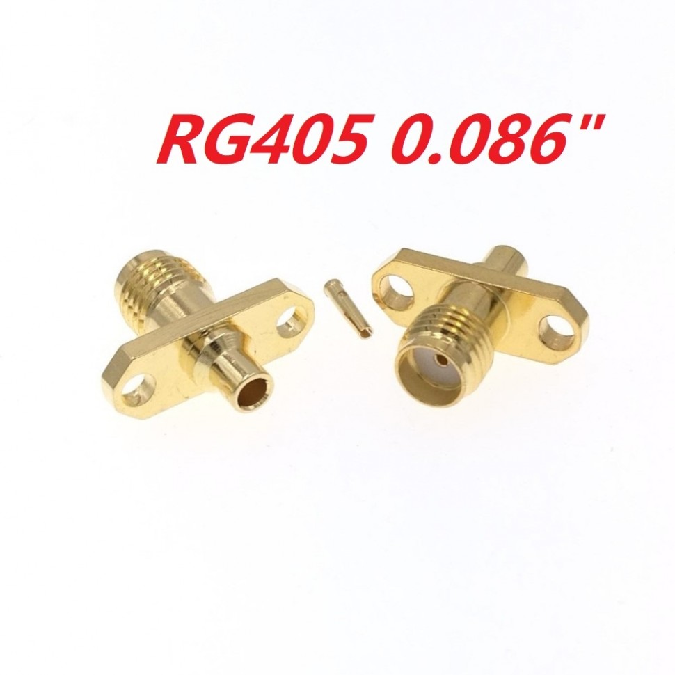 ВЧ-разъём SMA(female) под пайку RG-405 для установки на корпус на 2 винта