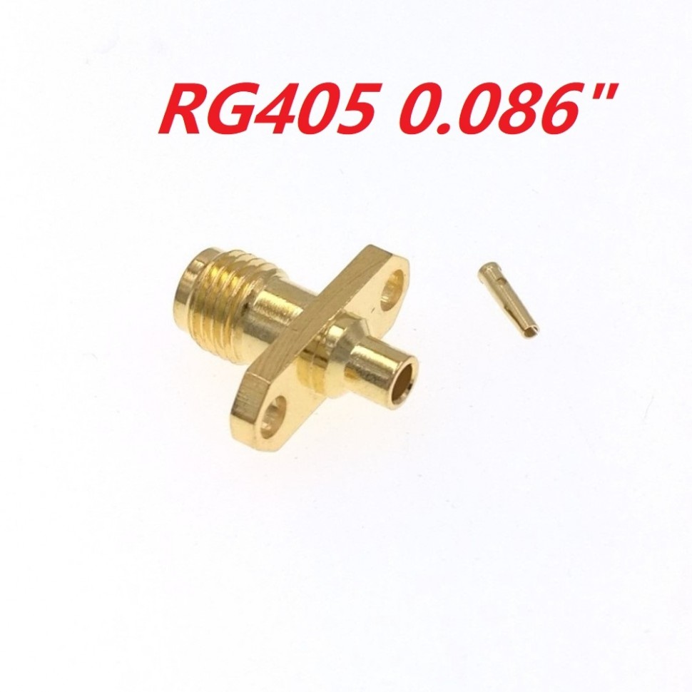 ВЧ-разъём SMA(female) под пайку RG-405 для установки на корпус на 2 винта