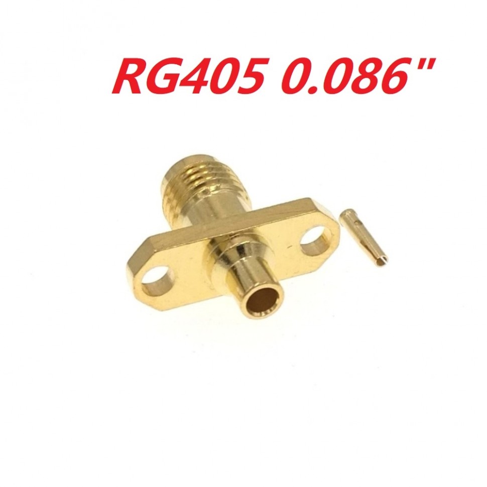 ВЧ-разъём SMA(female) под пайку RG-405 для установки на корпус на 2 винта