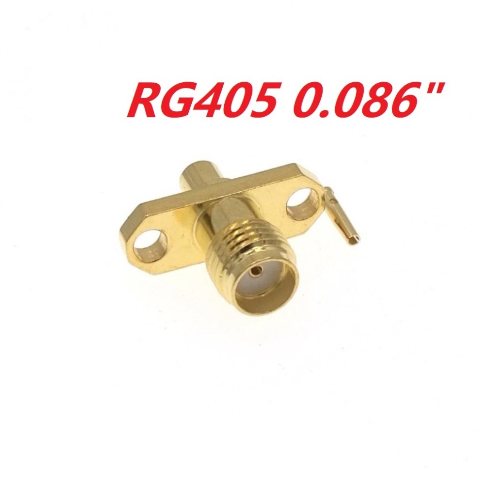 ВЧ-разъём SMA(female) под пайку RG-405 для установки на корпус на 2 винта