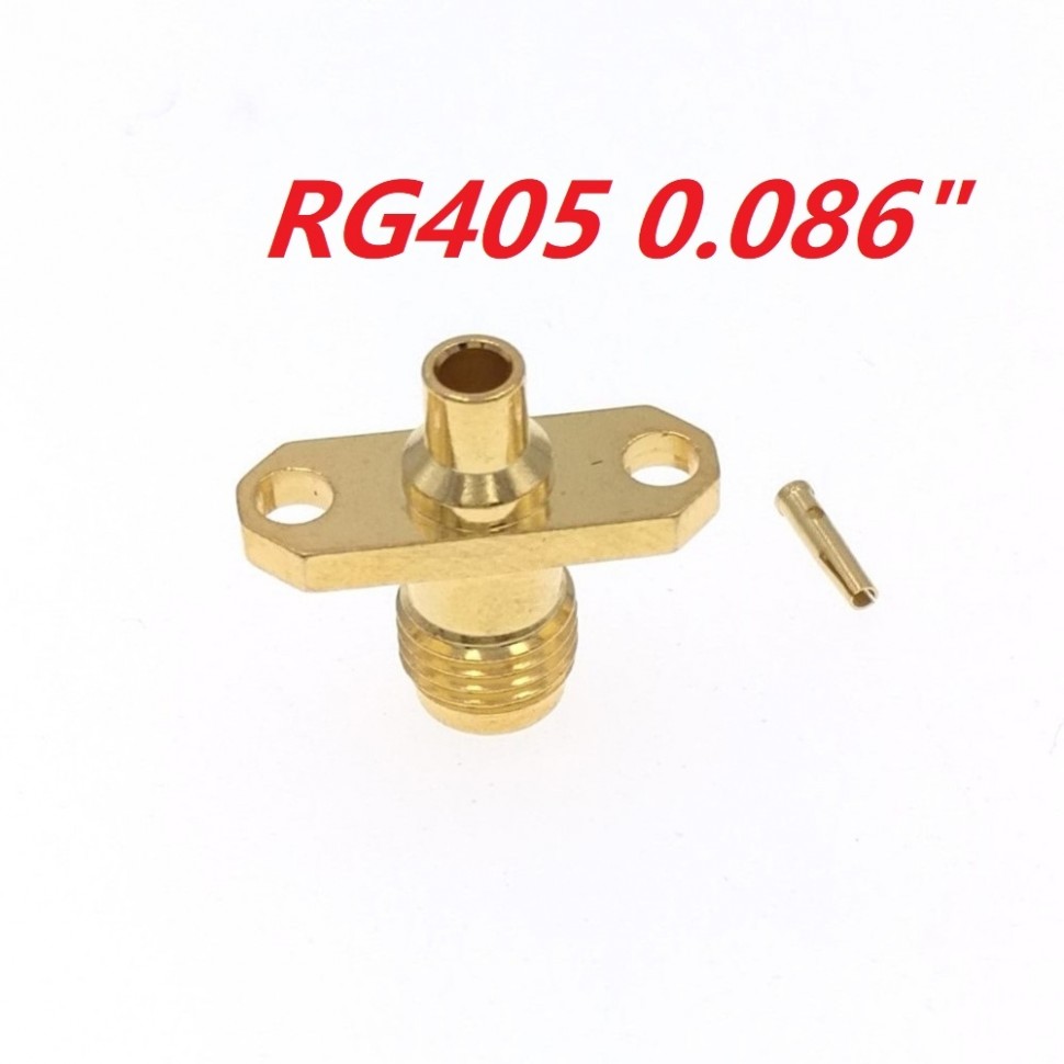 ВЧ-разъём SMA(female) под пайку RG-405 для установки на корпус на 2 винта