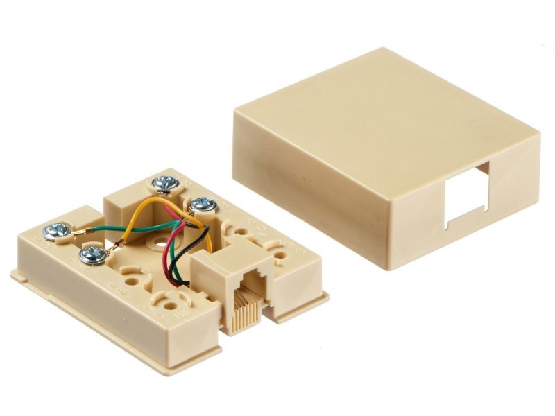 Розетка телефонная внешняя / 1 порт RJ11(8p4c) / 4 контактная, бежевая, Netko 20шт