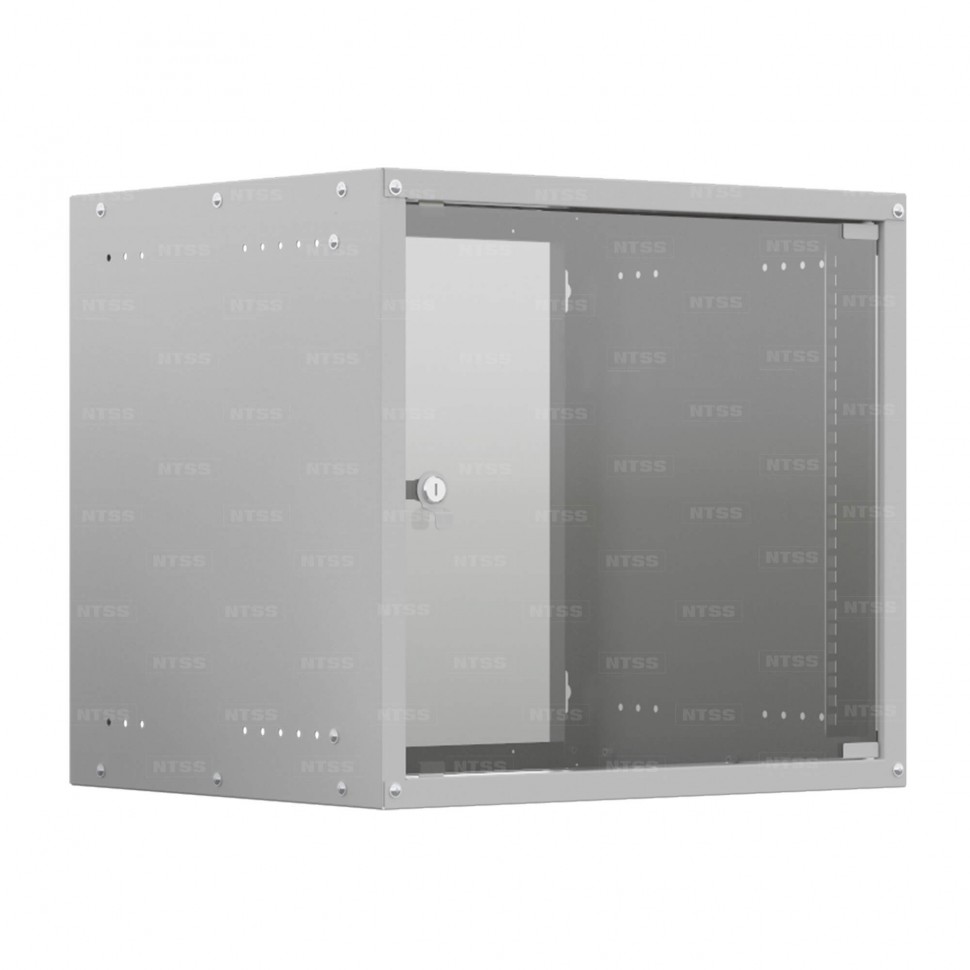 Шкаф настенный телекоммуникационный NTSS LIME 9U (Ш*Г*В 550*450*500) 19" разобранный, стеклянная дверь, серый