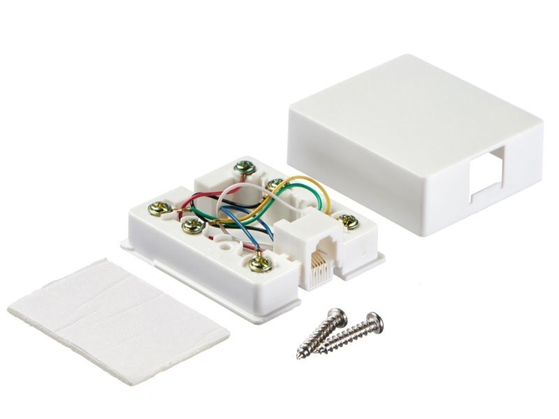 Розетка телефонная внешняя / 1 порт RJ12(6p6c) / 6 контактная, белая, Netko