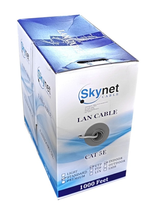 Кабель Skynet Standard UTP4 cat.5е, одножильный, Cu, Проходит Fluke тест, серый 200м