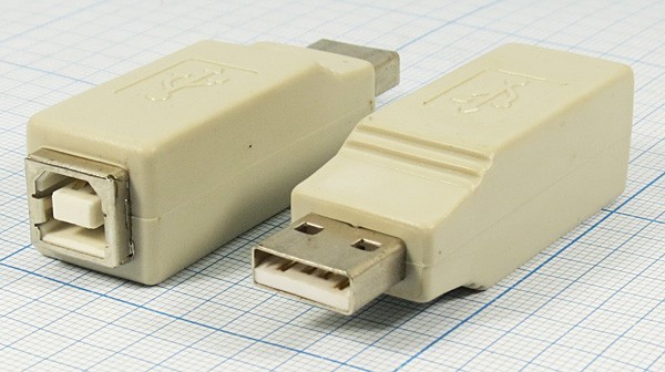 Переходник штекер USB A- гнездо USB B, Netko, белый