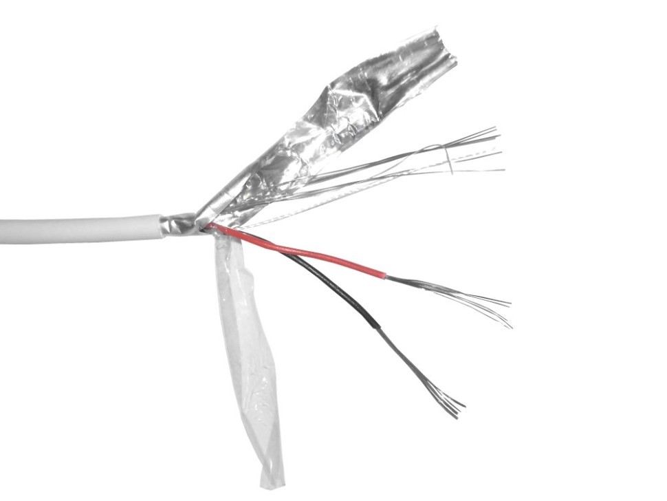 Кабель сигнальный, экранированный 2*0.22мм2 (7*0.2мм) 2м, алюминий, пластиковая катушка, белый NETKO Optima