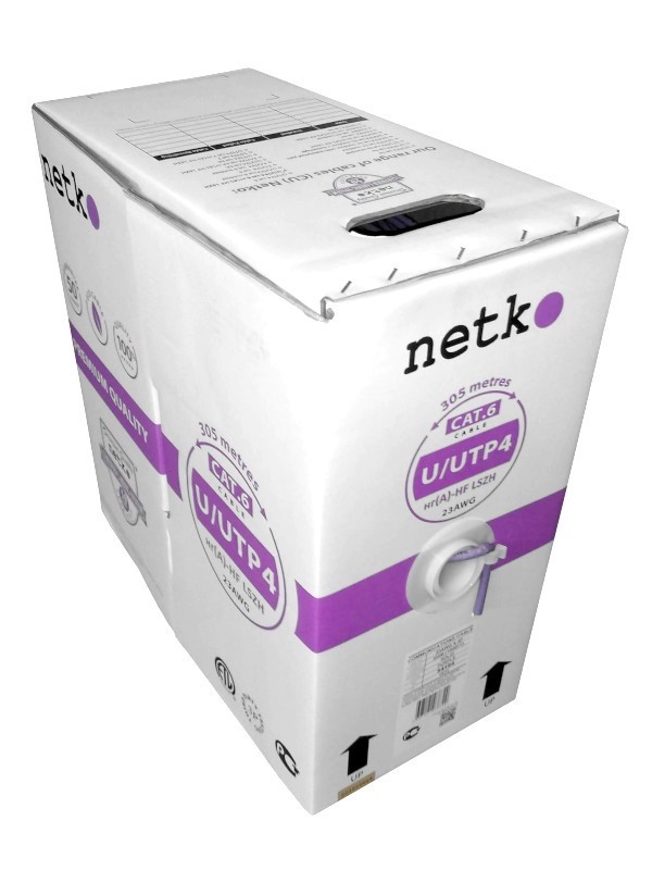 Кабель U/UTP4 cat.6, 4 пары 23 AWG BC, с крестовиной, нг(А)-HF LSZH - малодымный, не содержащий галогенов; фиолетовый; одножильный, FLUKE TEST, NETKO Expert СКС 100м
