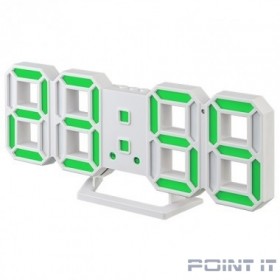 Perfeo LED часы-будильник &quot;LUMINOUS 2&quot;, белый корпус / зелёная подсветка (PF-6111)