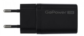 Зарядное устройство 1USB+1TYPE-C 35W QC3.0 00-00028403 BLACK GOPOWER