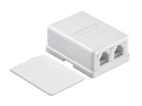 Розетка телефонная внешняя / 2 порта RJ11(6p2c) / 2 контактная, белая, Netko 10шт