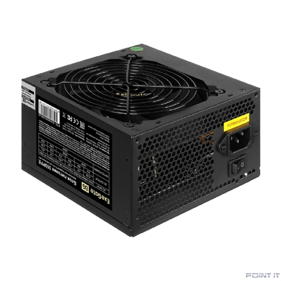 Блок питания ATX Exegate 550PPE EX282072RUS-PC 550W, PC, black, APFC, 12cm, 24p+(4+4)p PCI-E, 3*IDE, 5*SATA, FDD + кабель 220V в комплекте