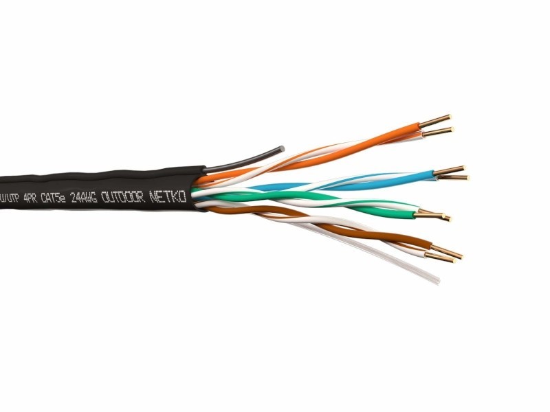 Кабель U/UTP4 cat.5e, 4 пары 24 AWG BC, одножильный, не экранированный, для наружных работ с проволочным тросом, FLUKE TEST, NETKO Expert 50м