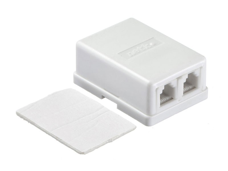 Розетка телефонная внешняя / 2 порта RJ11(6p2c) / 2 контактная, белая, Netko 20шт