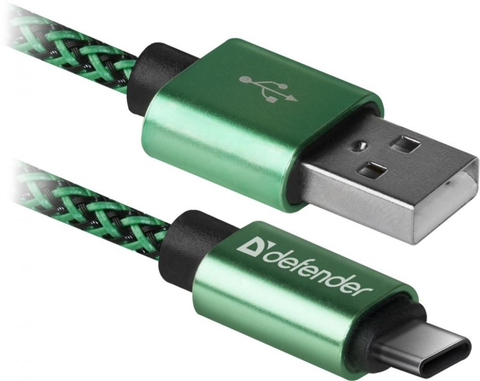 Кабель USB2.0 TO TYPE-C 1M GREEN USB09-03T 87816 DEFENDER